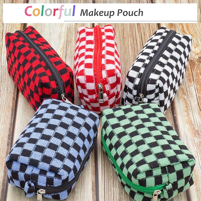 Pazimiik checkered makeup bag for