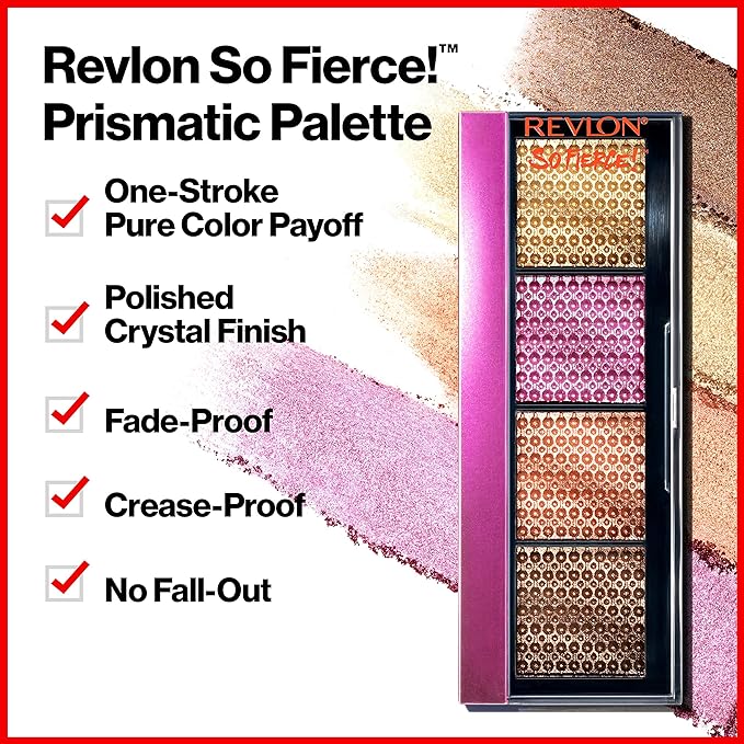 Revlon So Fierce Prismatic Eyeshadow Palette, Eye Makeup, Ultra Creamy Pigmented in Blendable Matte & Pearl Finishes, 962 Fully Loaded, 0.21 oz