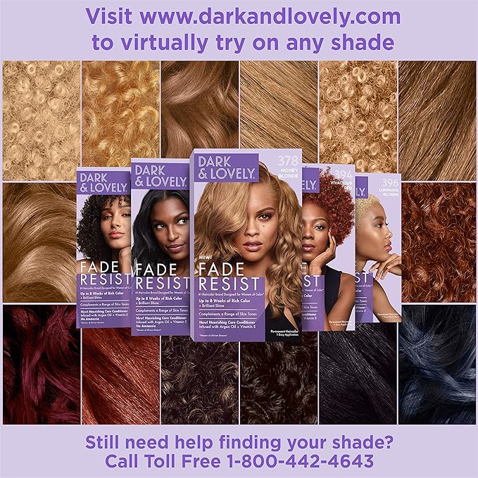 SoftSheen-Carson Dark and Lovely Fade Resist Rich Conditioning Hair Color, Permanent Hair Color, Up To 100 percent Gray Coverage, Brilliant Shine with Argan Oil and Vitamin E, Sun Kissed Brown